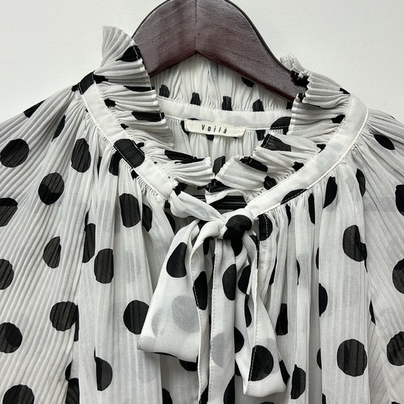voila Tops - VOILA blouse with polka dots, loose white and black RN 152946 S-M size
